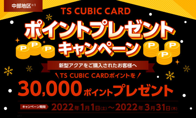 【新型アクア】TS CUBIC CARDポイントプレゼントキャンペーン