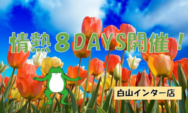 【白山インター店】情熱8DAYS開催！！！(*^-^*)！！！