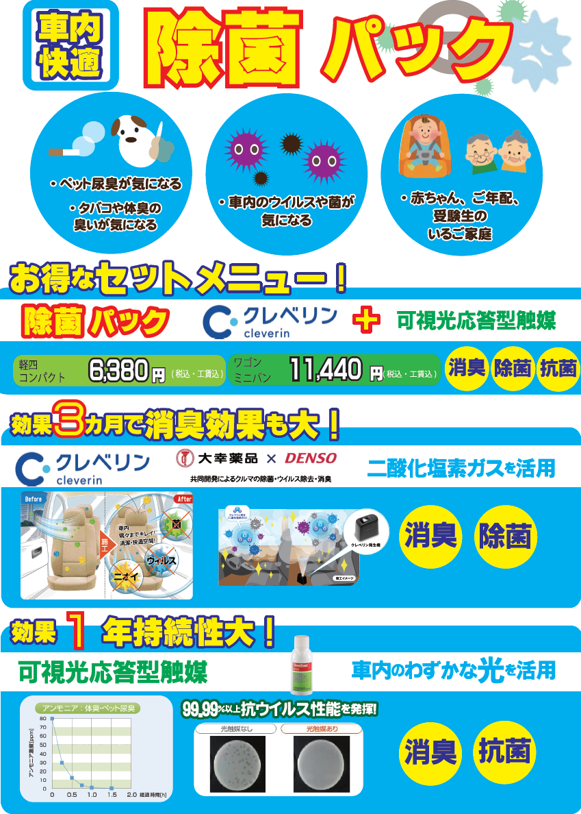 車の除菌対策に 除菌パック 新登場 ネッツトヨタ石川