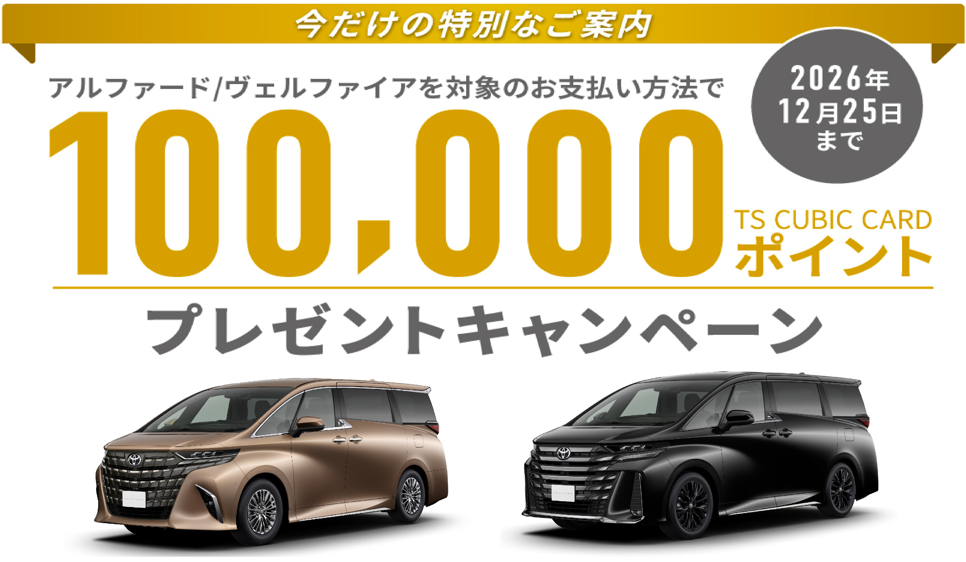 アルファード・ヴェルファイア TS CUBIC CARDポイント10万ポイント