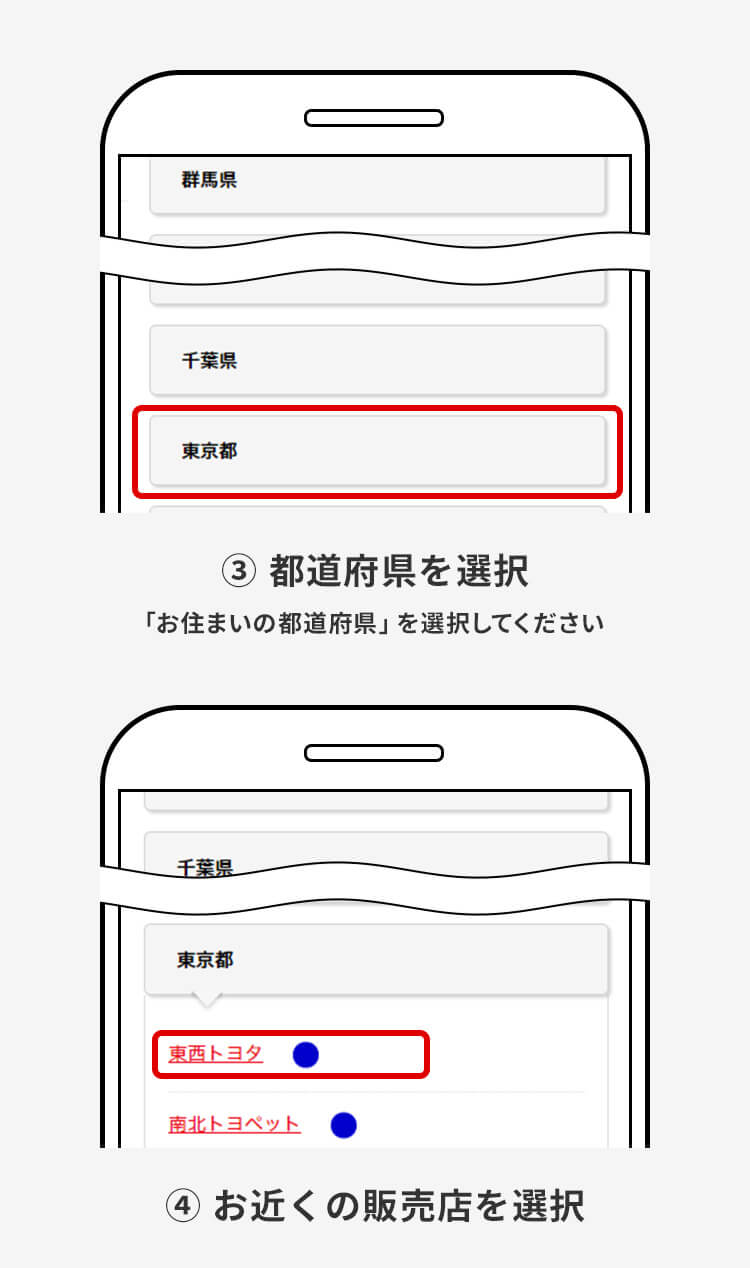 お近くの販売店と繋がる方法 説明イメージ02